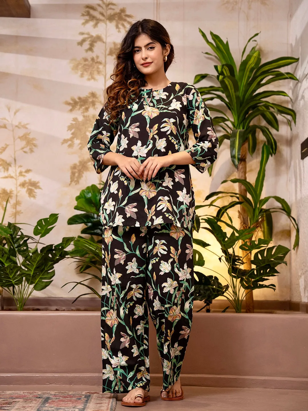 Tropical Midnight Black Co-Ord Set