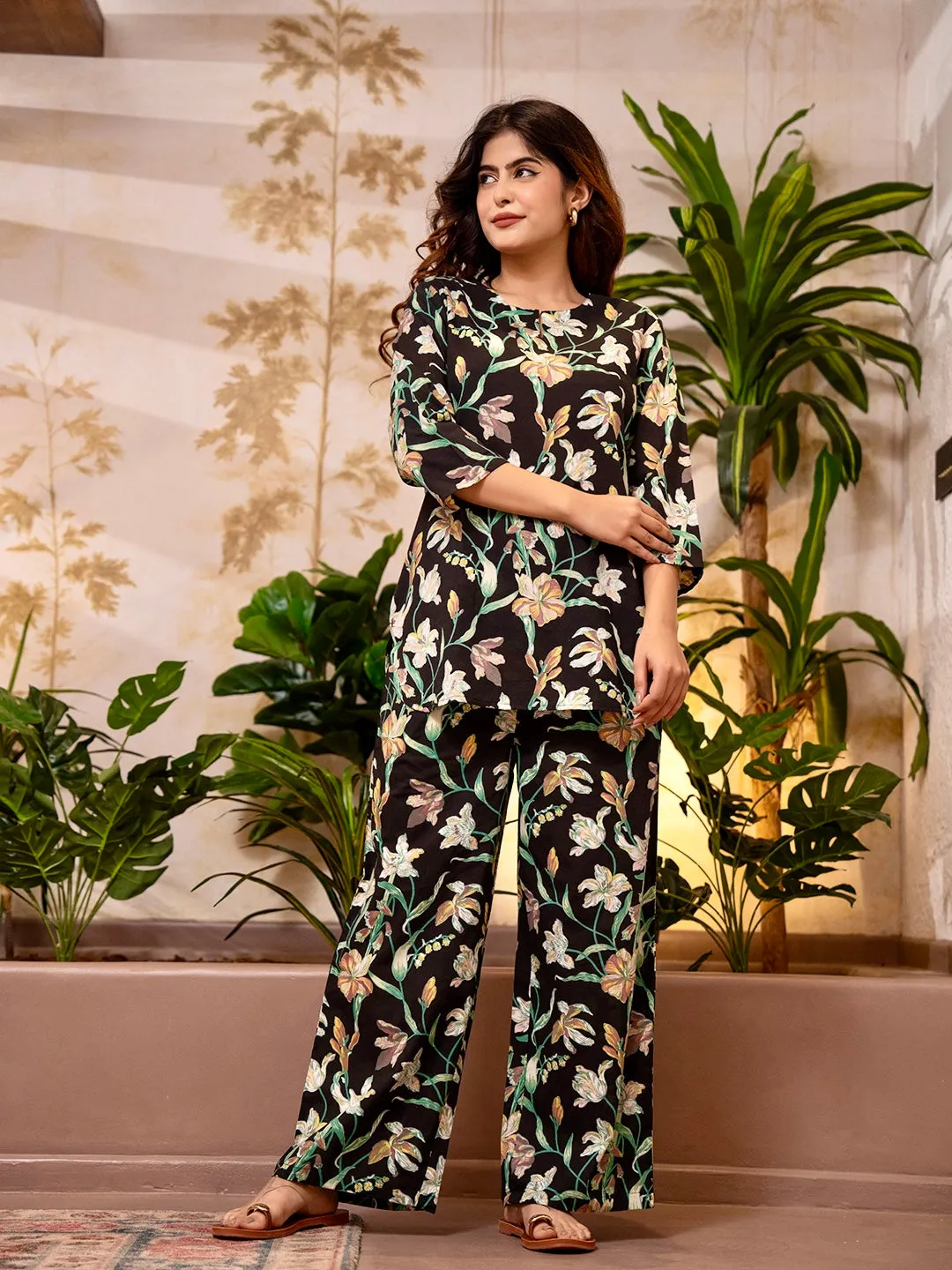 Tropical Midnight Black Co-Ord Set