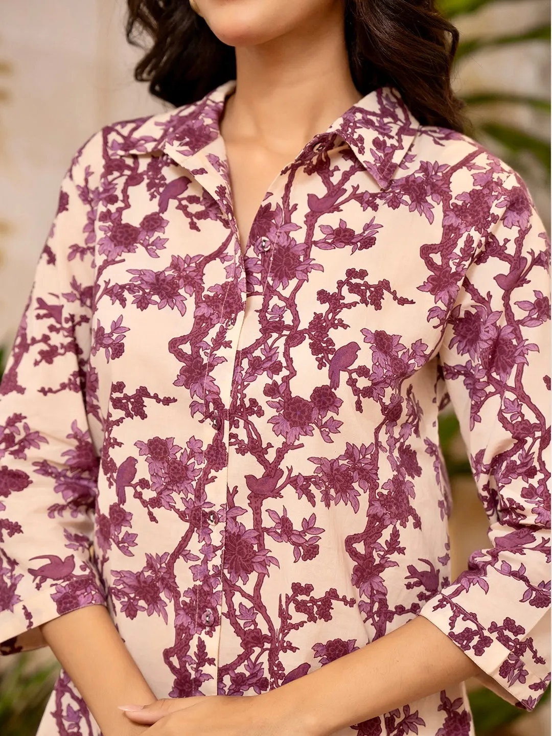 Tropical Purple Haze Collared Shirt Co-Ord Set