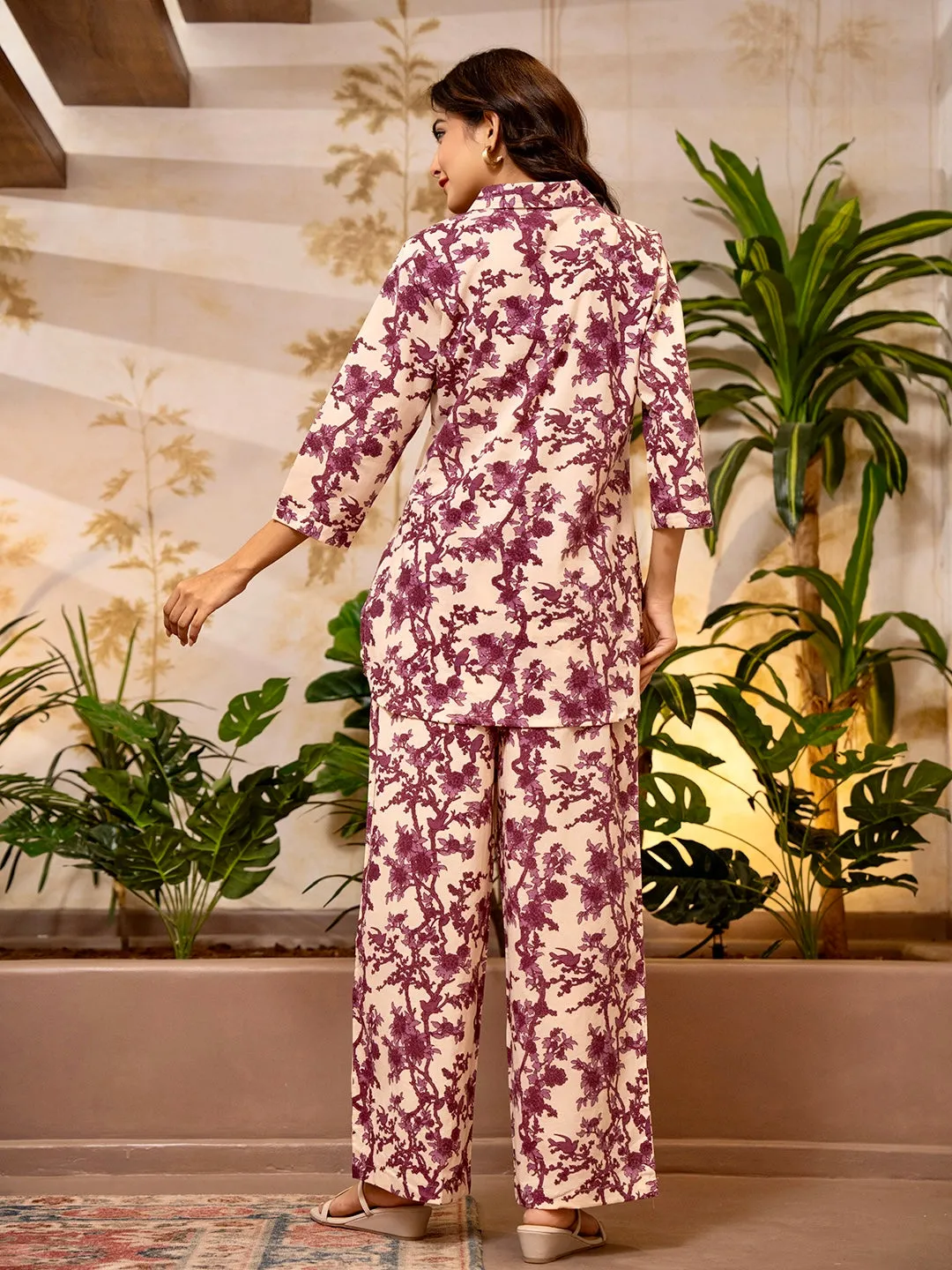 Tropical Purple Haze Collared Shirt Co-Ord Set