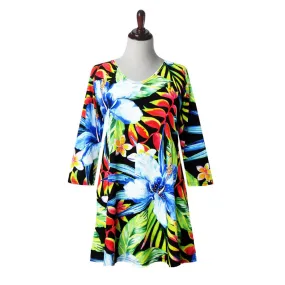 Valentina Hibiscus Print V-Neck Tunic in Multi - 27478-TU - Size S Only!