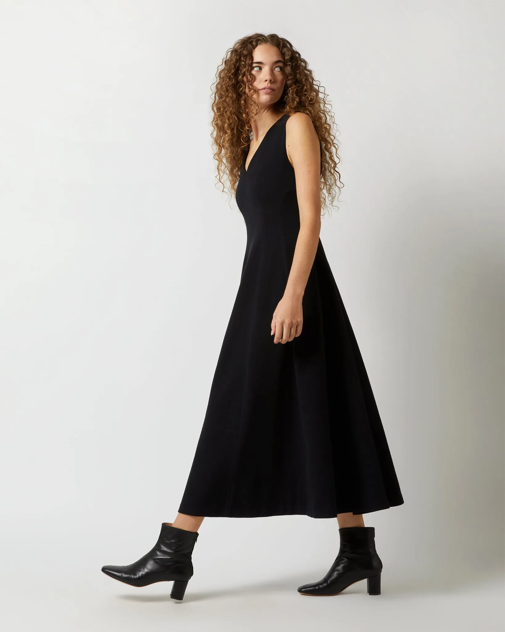 Victoire Dress in Black Brushed Interlock