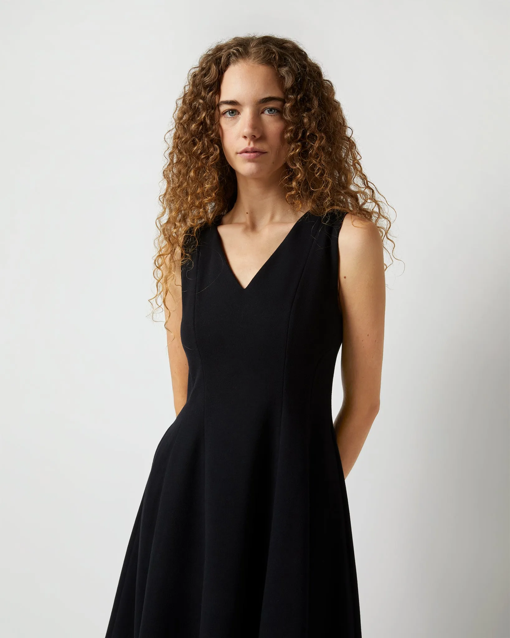 Victoire Dress in Black Brushed Interlock