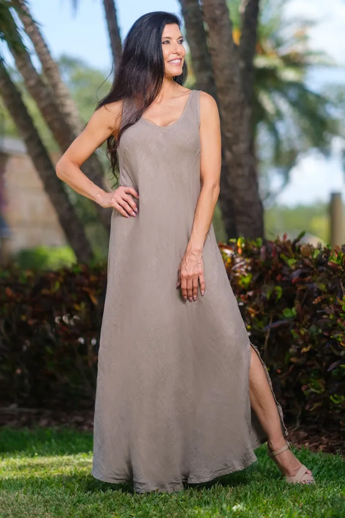 Victory Long Linen Tank Dress (DT125)