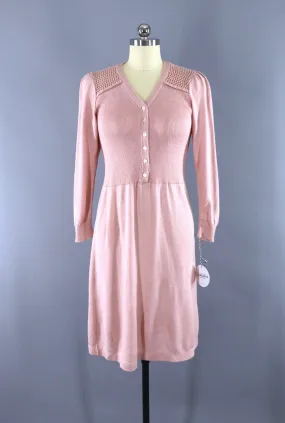 Vintage Blush Pink Knit Day Dress