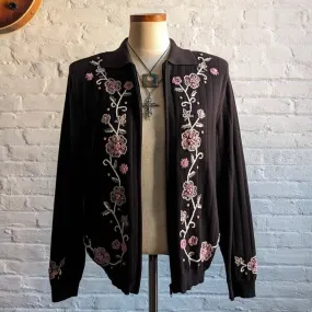 Vintage Floral Knit Cottagecore Cardigan Embroidered Kawaii Whimsigoth Sweater