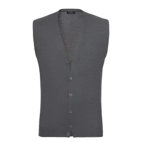 Virgin Wool Gilet in Grey Melange