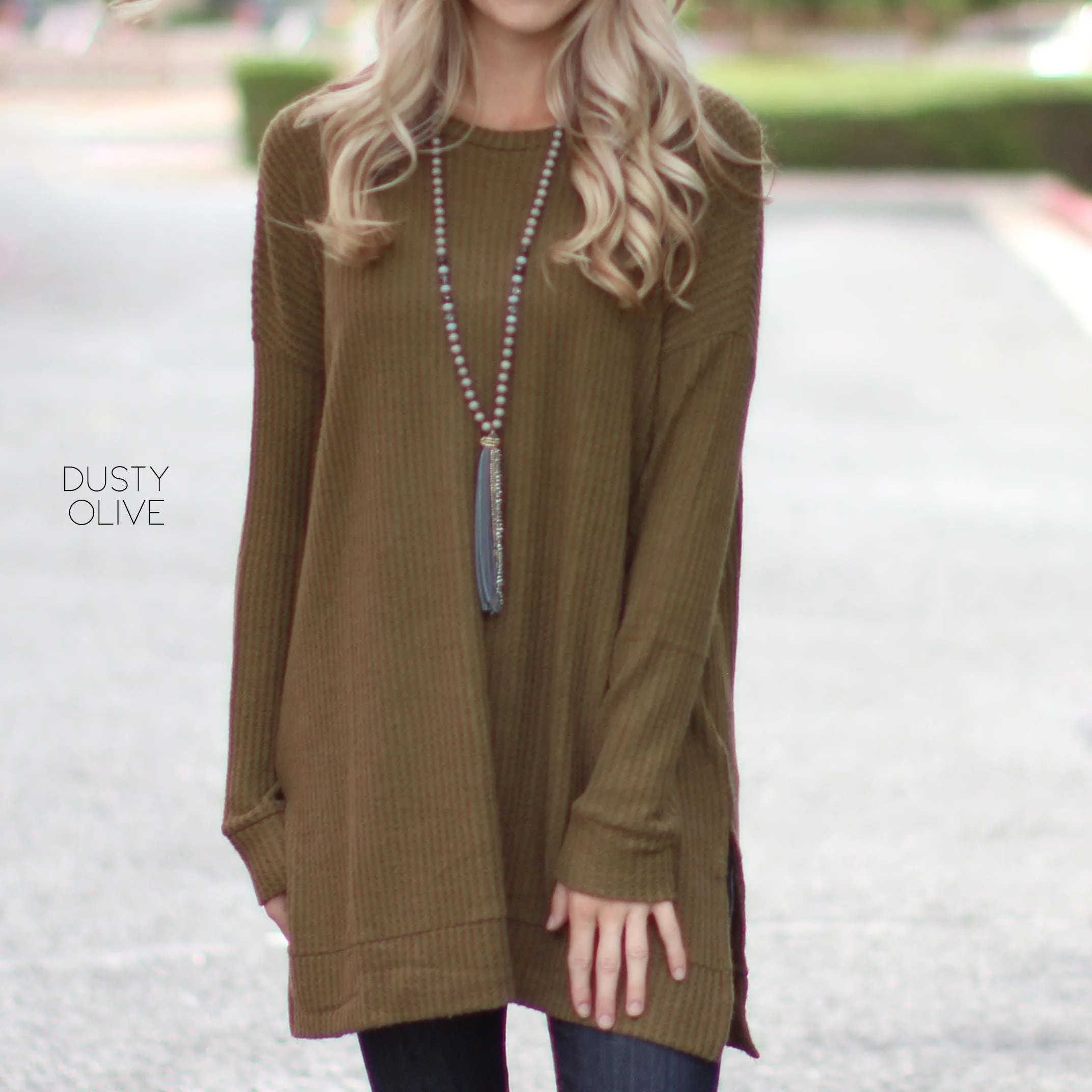 Waffle Side Slit Tunic | S-XL