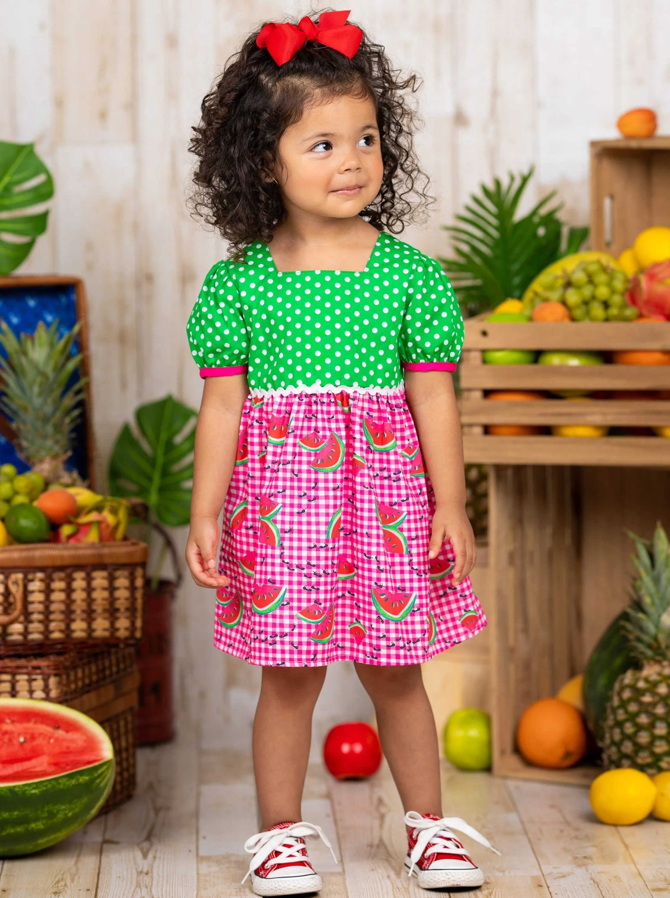 Watermelon Delight Checkered Dress