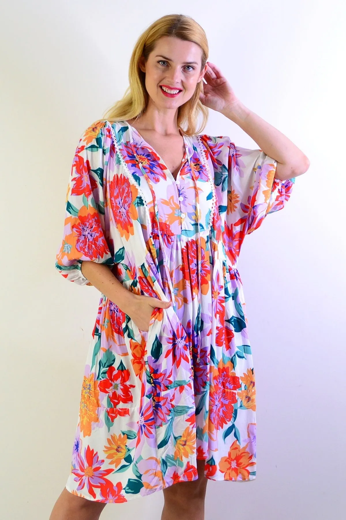 White Tropical Garden Dress Tunic