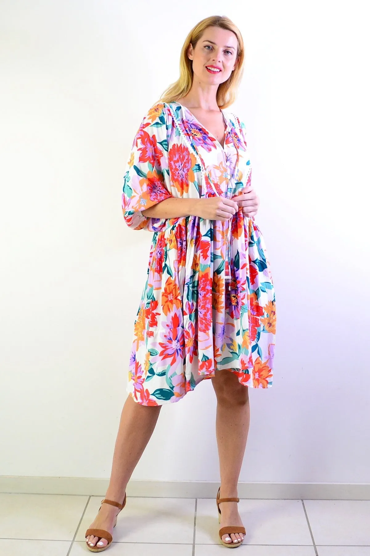 White Tropical Garden Dress Tunic