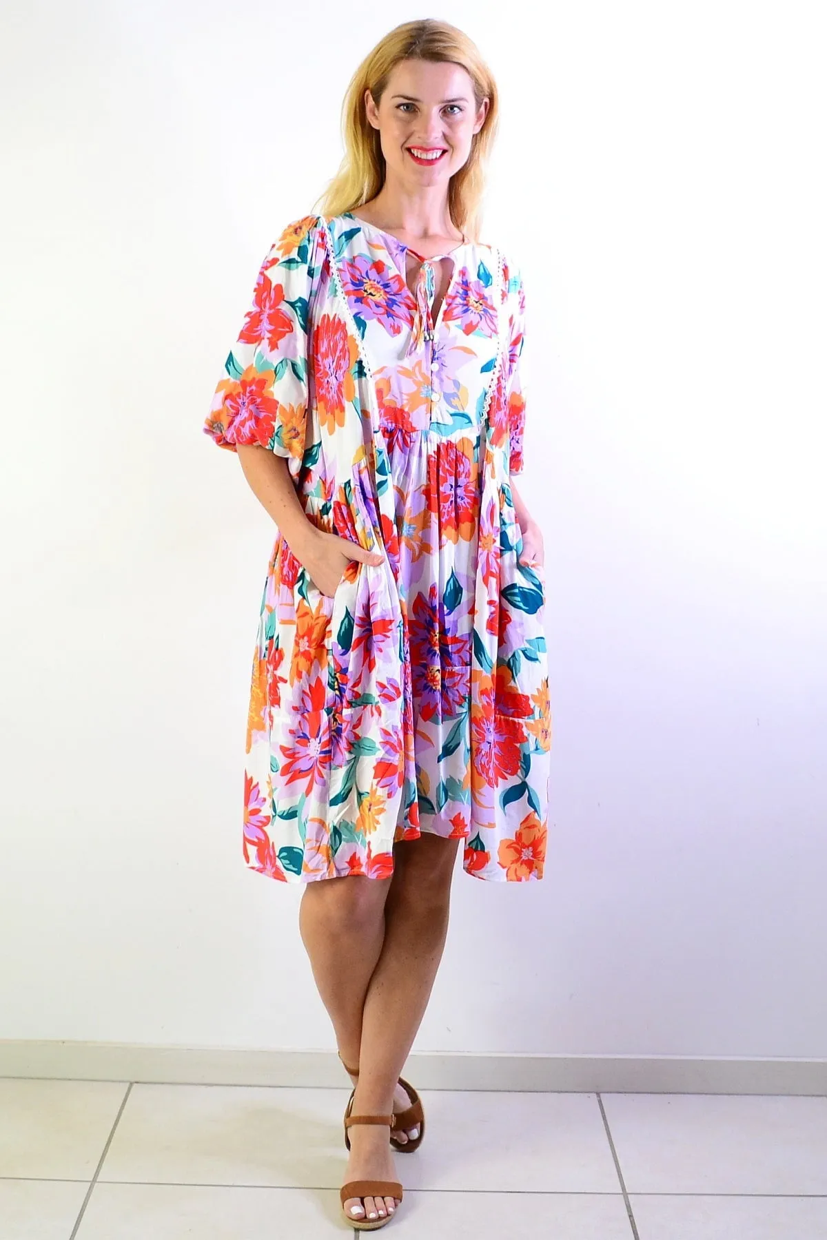 White Tropical Garden Dress Tunic