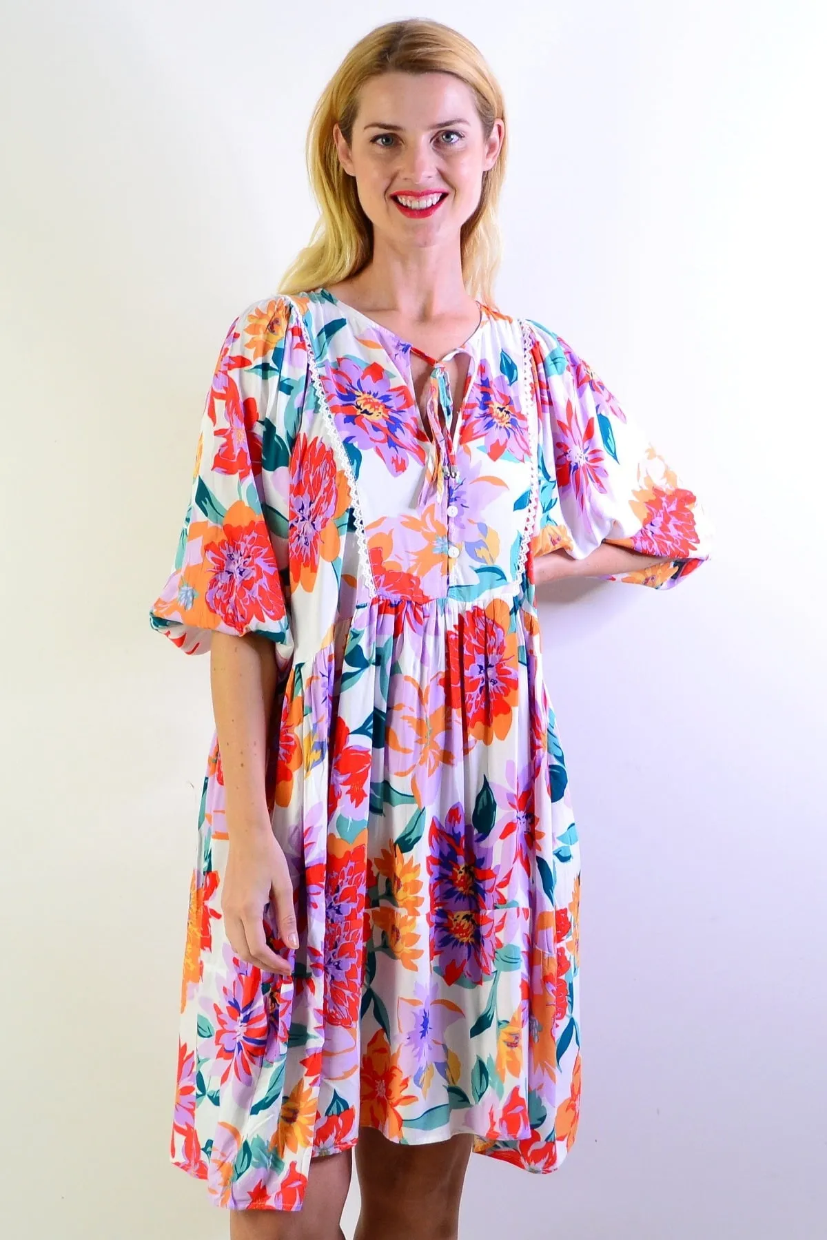 White Tropical Garden Dress Tunic