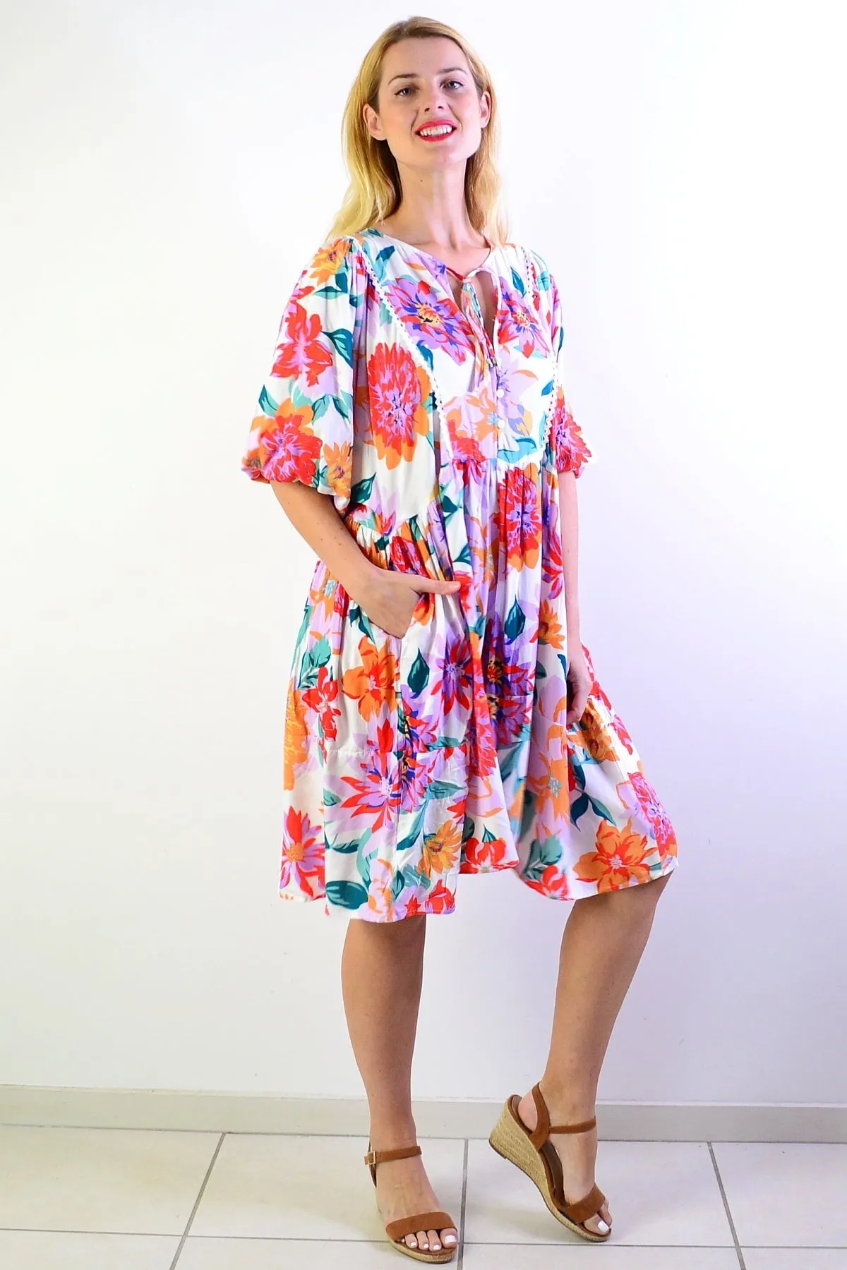 White Tropical Garden Dress Tunic