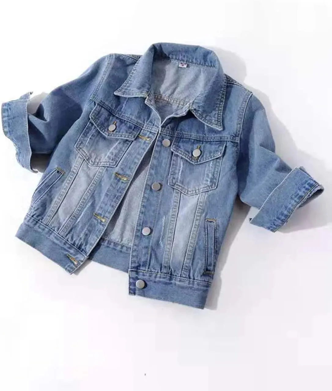 Women Boxy Denim Jacket with 3/4 Sleeves