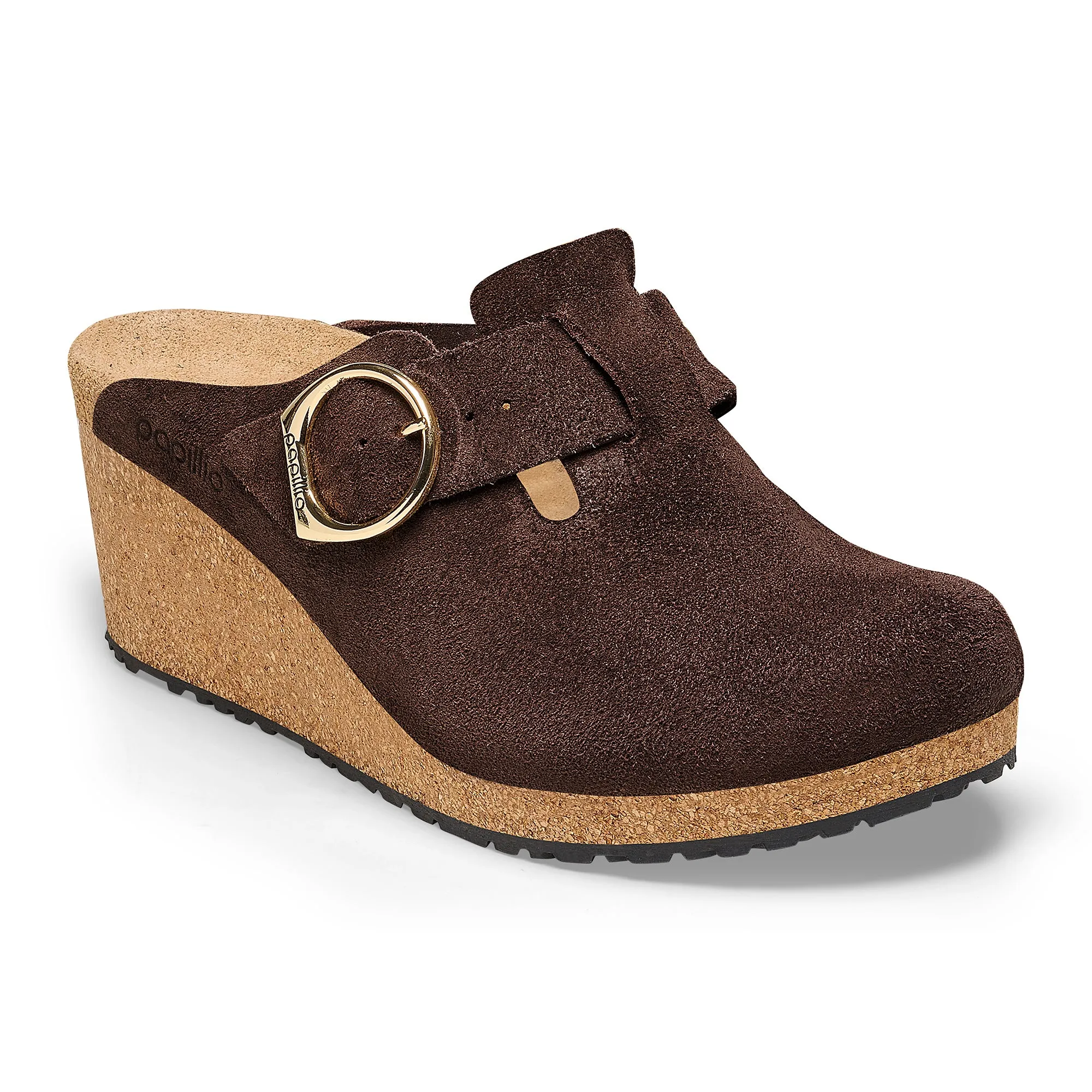 Women's Birkenstock Papillio Fanny Ring-Buckle Suede Leather Color: Roast