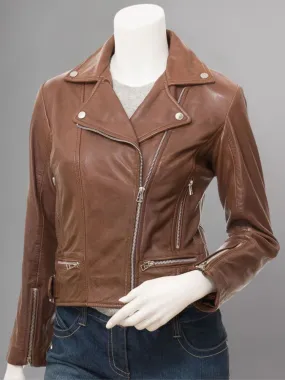 Women’s Brown Vintage Biker Leather Jacket