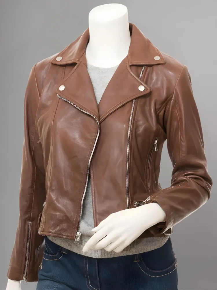 Women’s Brown Vintage Biker Leather Jacket