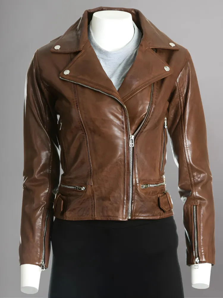 Women’s Brown Vintage Biker Leather Jacket