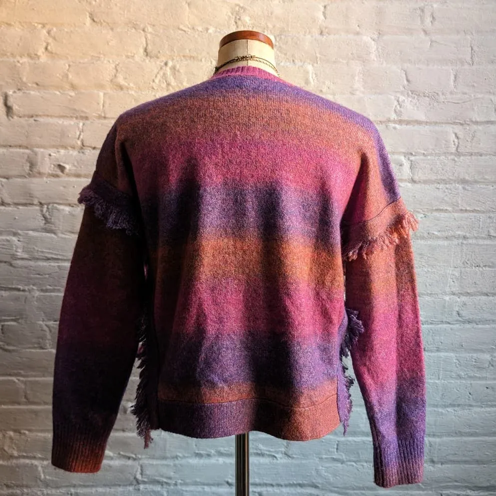 Y2K Chunky Knit Wool Stripe Grunge Sweater Boxy Cropped Ombre Pastel Fuzzy Top