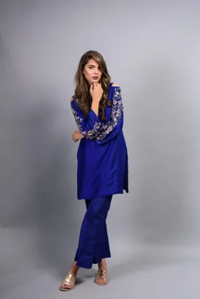 Yasmin Zaman - Electric Blue Lapiz - Pure Silk - 1 Piece