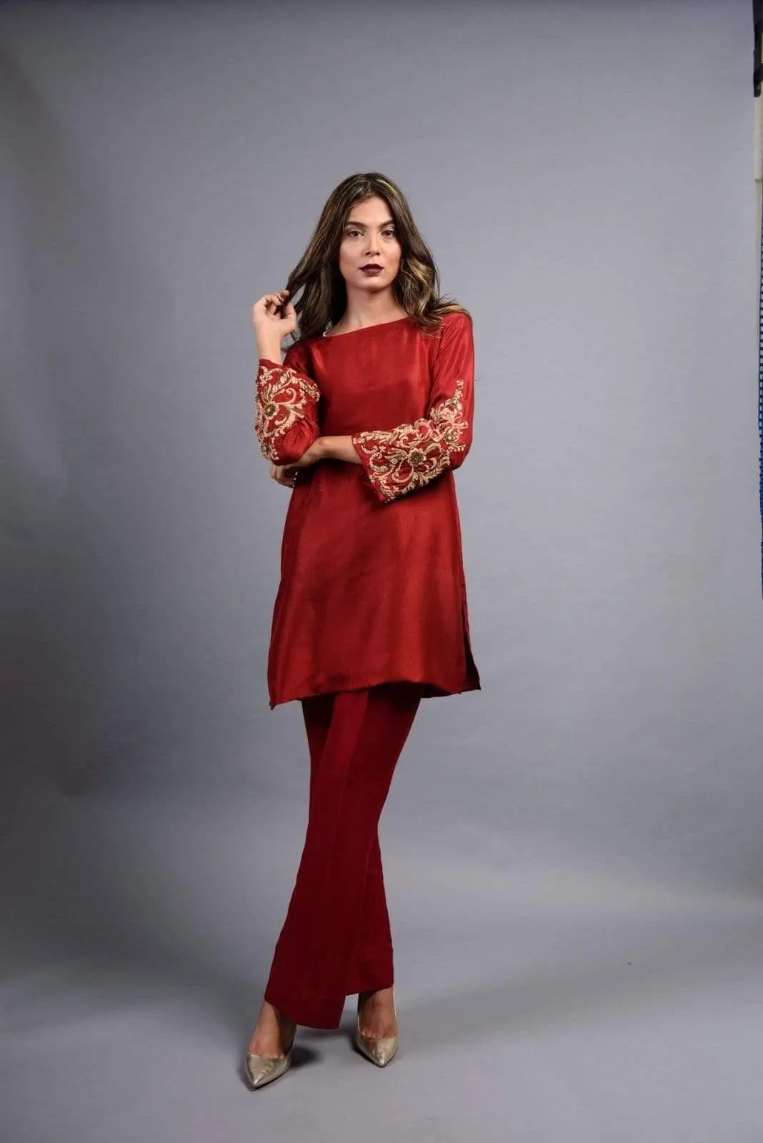 Yasmin Zaman - Red Carmin - Pure Silk - 1 Piece