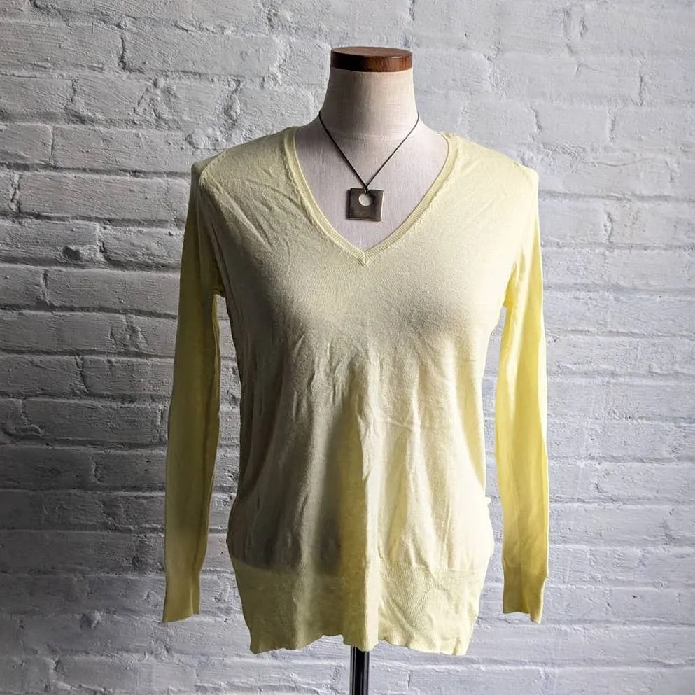 ZARA Oversize Sheer Knit Pastel Yellow Sweater Breezy Longline Longsleeve Top