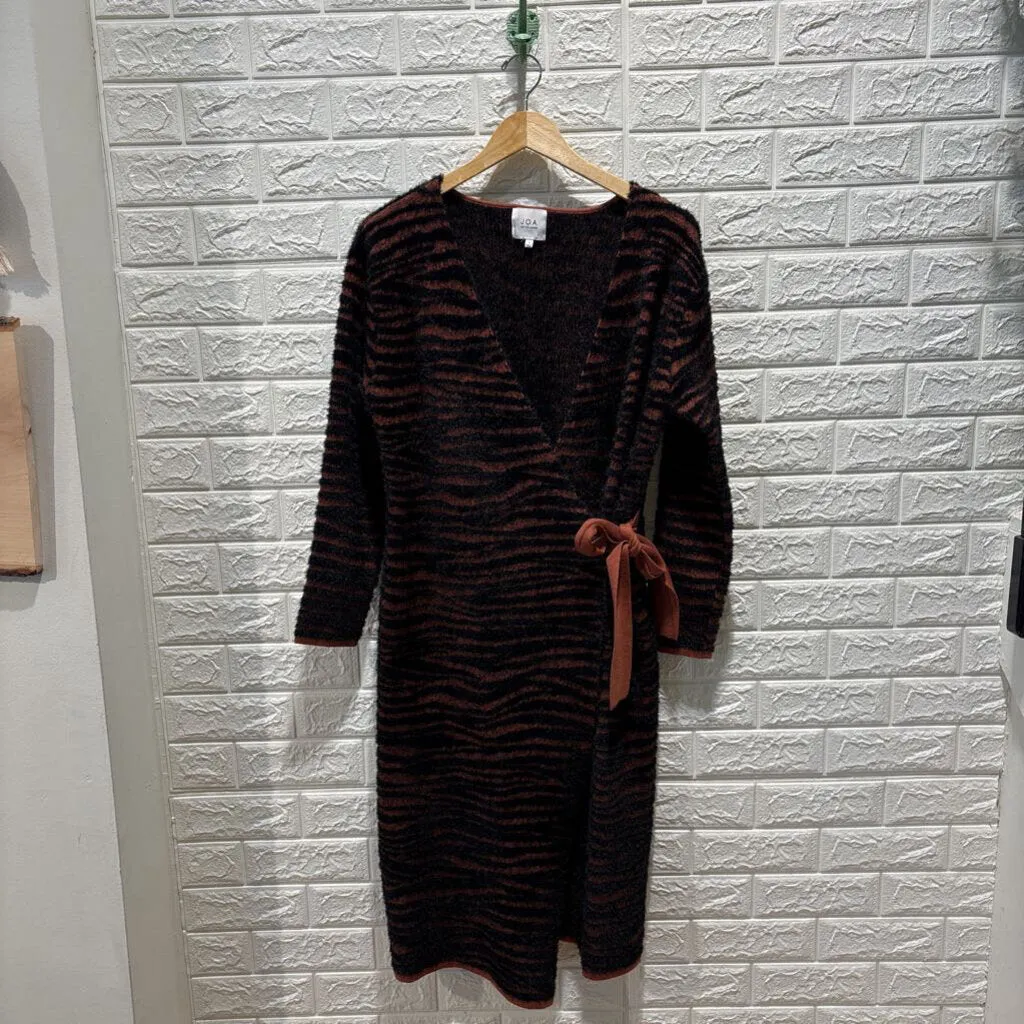 Zebra Print Sweater Wrap Dress